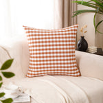 Load image into Gallery viewer, Polyester cushion covers 45x45 cm in burnt orange check and stripe patterns
