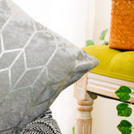 Load image into Gallery viewer, Decorative Silver Grey Velvet Cushion Cover with Metallic Geometric Design for Home Decor, 45x45 cm

