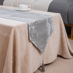 Load image into Gallery viewer, Silver grey diamante crushed ice velvet table runner, 32x180 cm, luxury decorative table accessory for elegant dining decor
