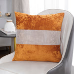 Load image into Gallery viewer, Diamante Sparkle/Bling Burnt Orange Colour Crushed Ice Velvet Square Cushion Cover
