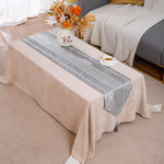 Load image into Gallery viewer, Silver grey diamante crushed ice velvet table runner, 32x180 cm, luxury decorative table accessory for elegant dining decor
