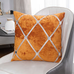 Load image into Gallery viewer, Diamante Sparkle/Bling Orange Colour Crushed Ice Velvet Square Cushion Cover 45x45cm (18 x 18 Inches)

