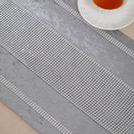 Load image into Gallery viewer, Silver grey diamante crushed ice velvet table runner, 32x180 cm, luxury decorative table accessory for elegant dining decor
