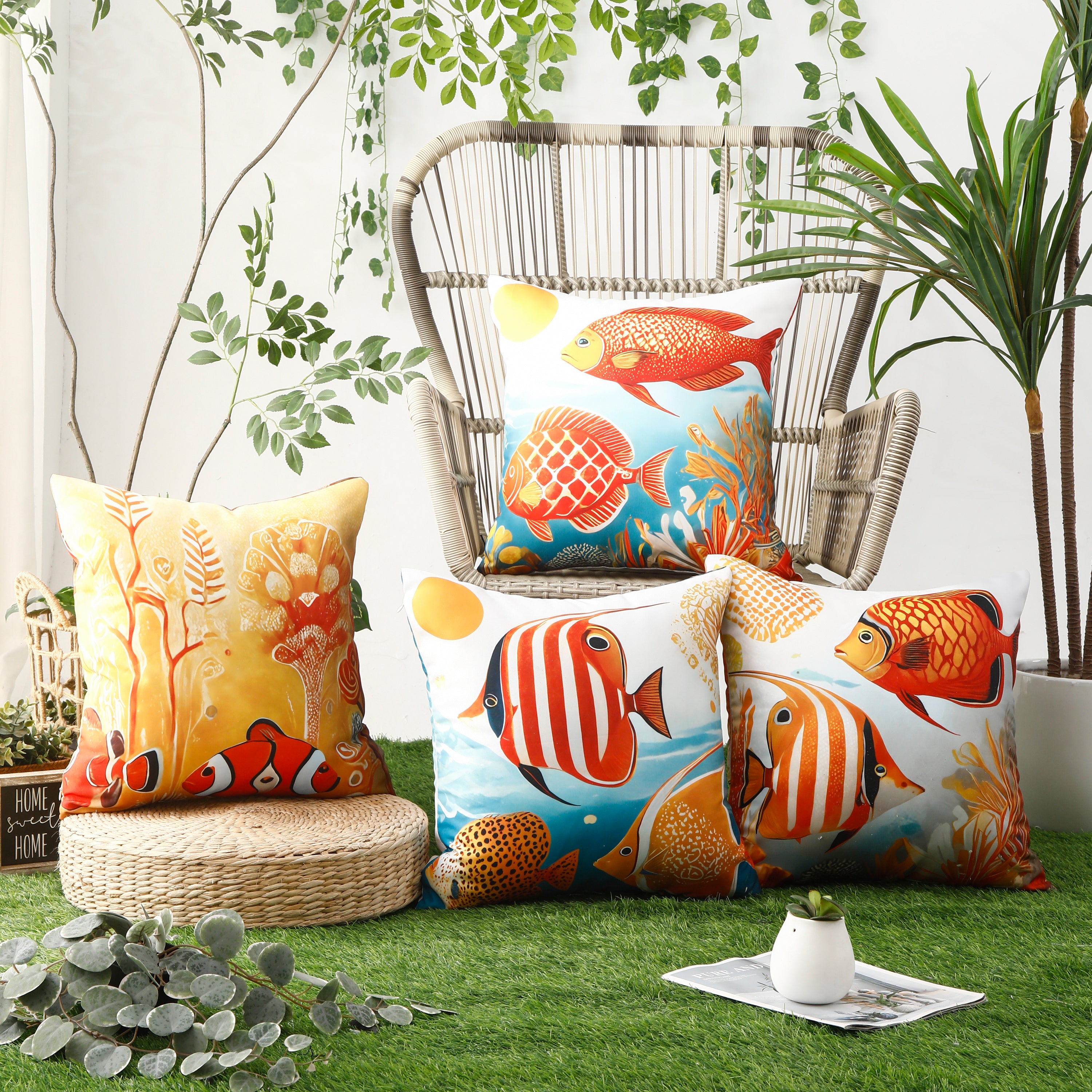 Waterproof Garden Cushion Covers - Marine-Themed Design 9