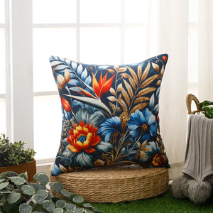 Water & Stain Resistant Floral Outdoor Cushion Cover 45x45cm Garden Décor - Design 2 (Blue)