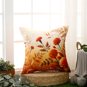 Water & Stain Resistant Floral Outdoor Cushion Cover 45x45cm Garden Décor - Design 1 (Orange)