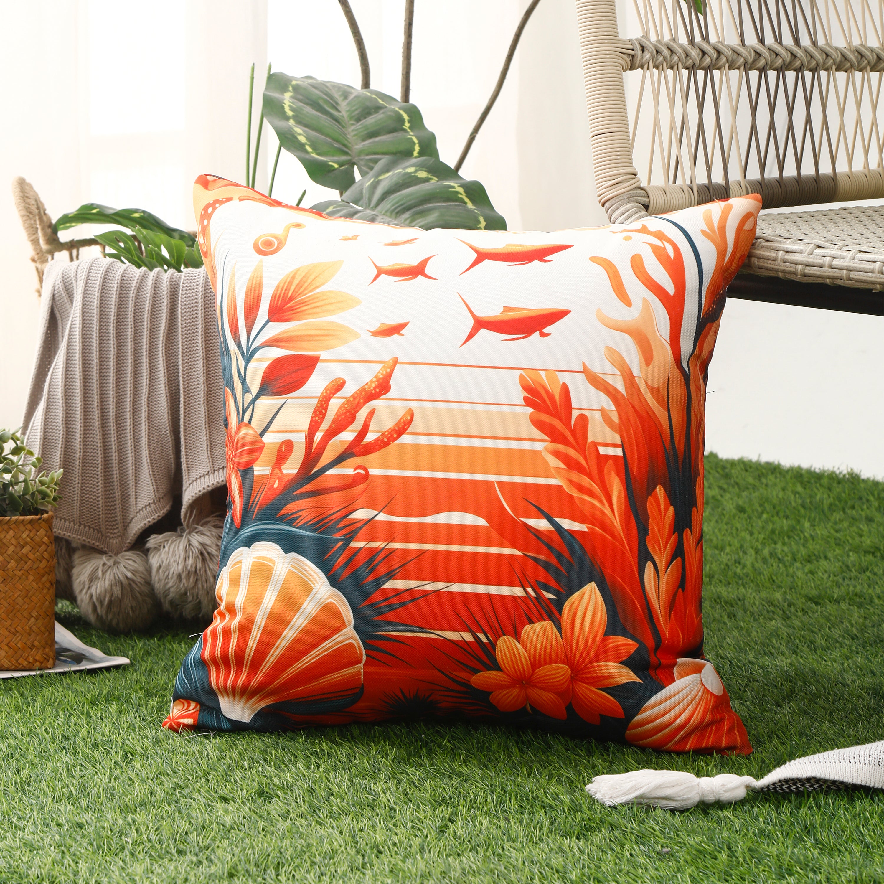 Orange waterproof cushion covers