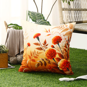 Water & Stain Resistant Floral Outdoor Cushion Cover 45x45cm Garden Décor - Design 1 (Orange)