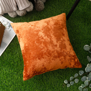 Elegant Burnt Orange Velvet Pillow Cover, Square Shape, 45x45 cm.