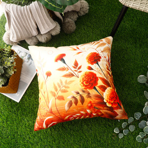 Water & Stain Resistant Floral Outdoor Cushion Cover 45x45cm Garden Décor - Design 1 (Orange)