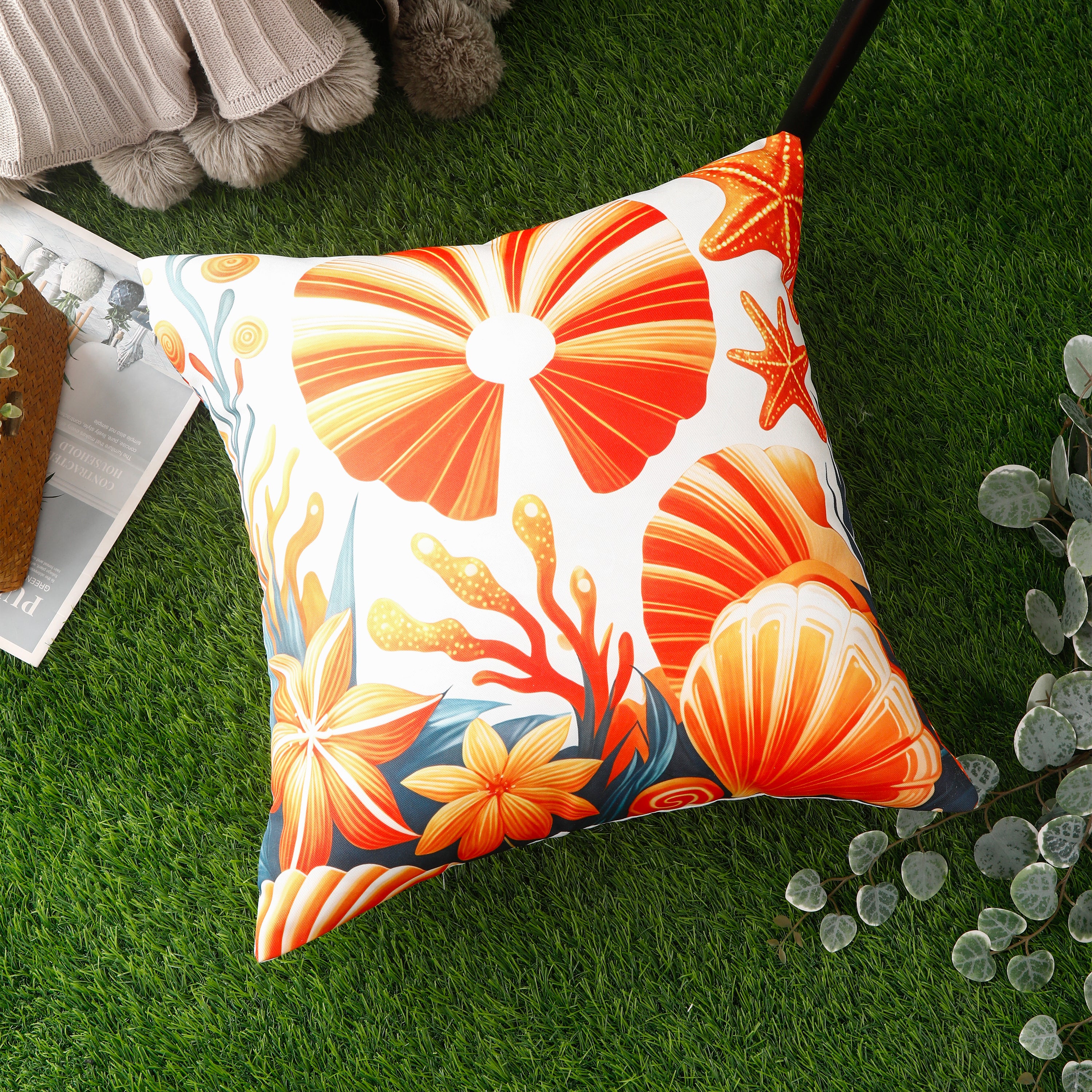Waterproof Garden Cushion Covers - Marine-Themed Design 6 (Set of 4 - 45x45cm)
