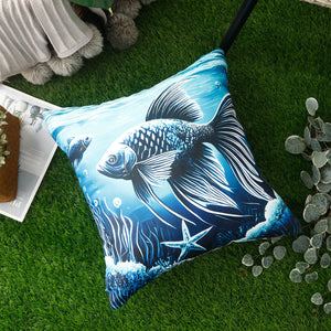 Waterproof Garden Cushion Covers - Marine-Themed Design 8 (Set of 4 - 45x45cm)