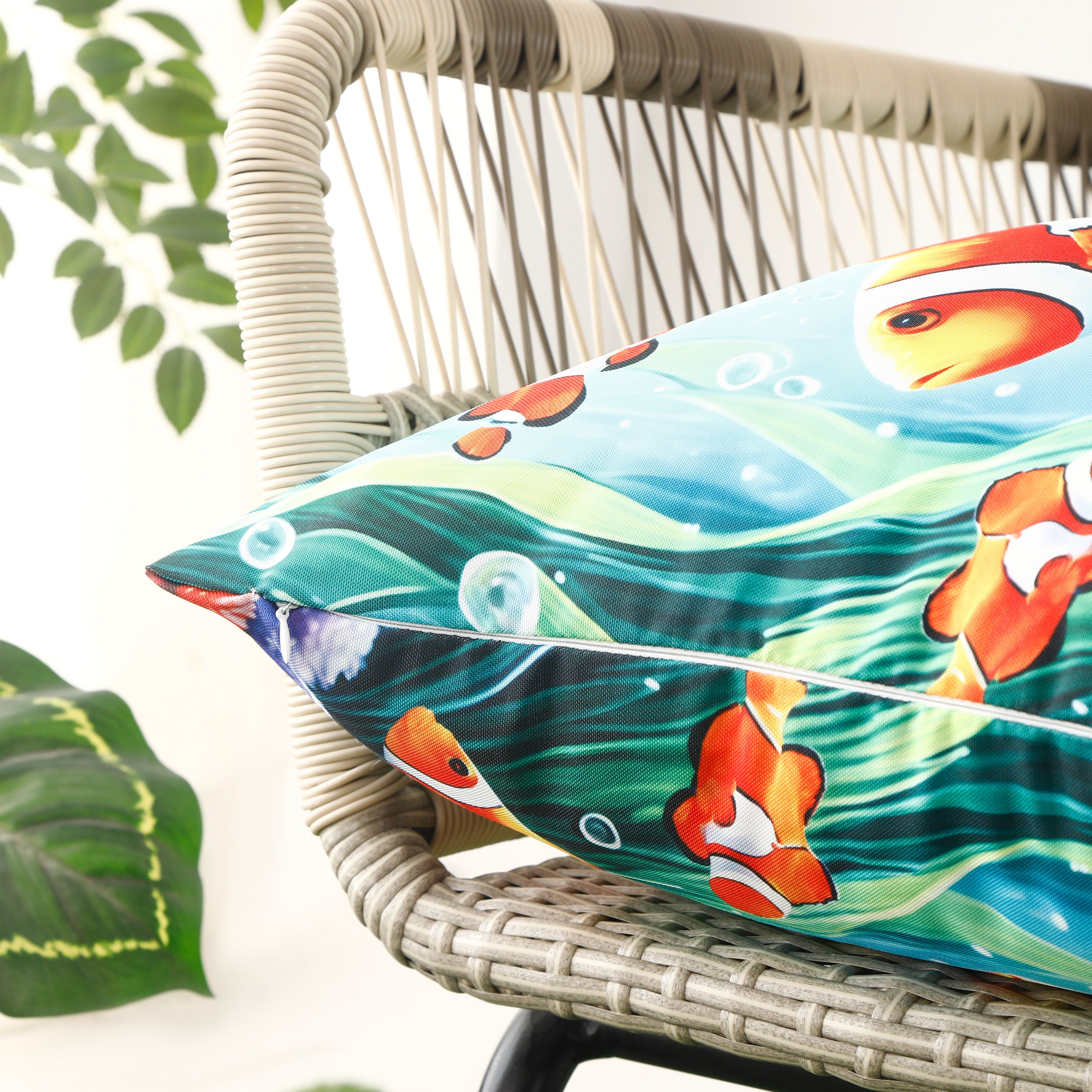 Waterproof Garden Cushion Covers - Marine-Themed Design 7 (Set of 4 - 45x45cm)