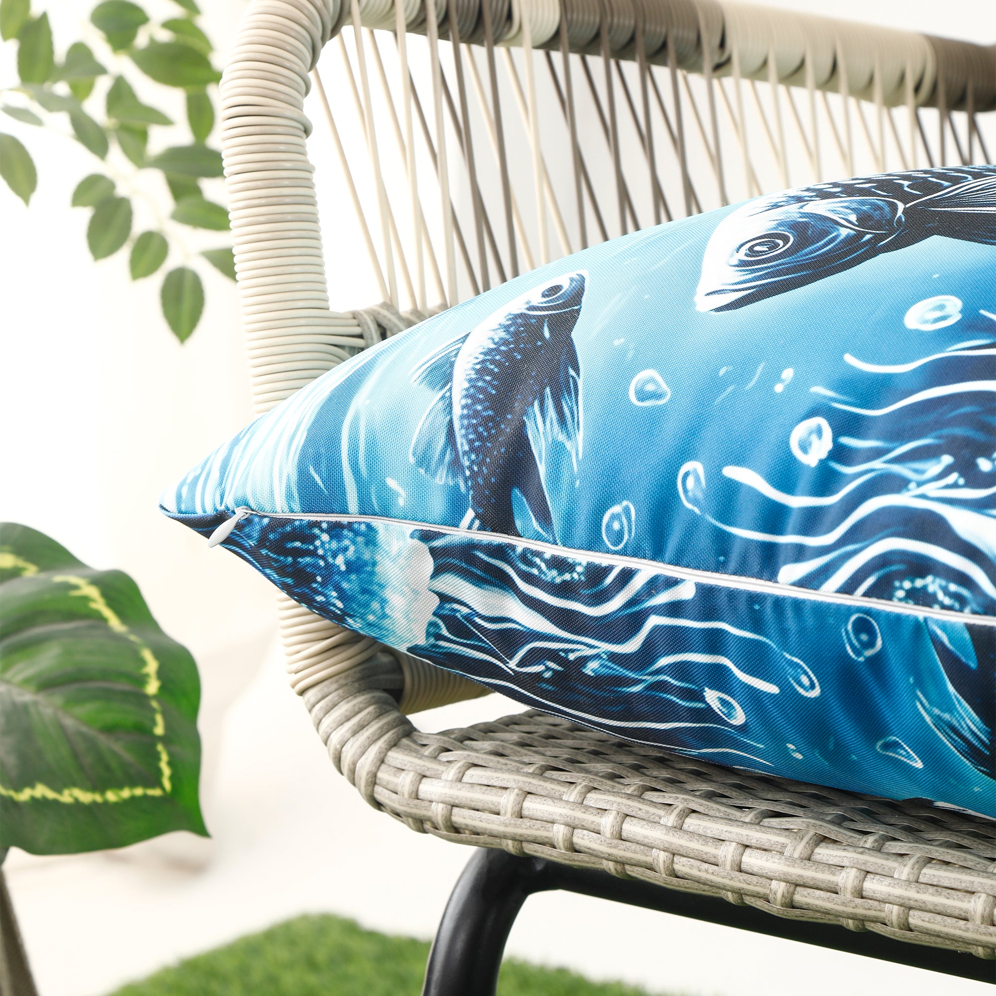 Waterproof Garden Cushion Covers - Marine-Themed Design 8 (Set of 4 - 45x45cm)