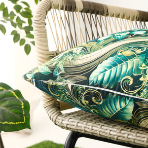 Water & Stain Resistant Floral Outdoor Cushion Cover 45x45cm Garden Décor - Design 3 (Green)