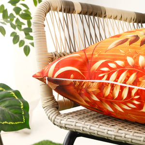 Water & Stain Resistant Floral Outdoor Cushion Cover 45x45cm Garden Décor - Design 1 (Orange)