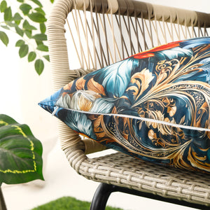 Water & Stain Resistant Floral Outdoor Cushion Cover 45x45cm Garden Décor - Design 2 (Blue)