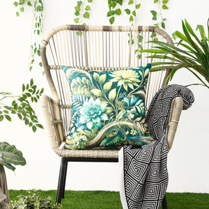 Water & Stain Resistant Floral Outdoor Cushion Cover 45x45cm Garden Décor - Design 3 (Green)