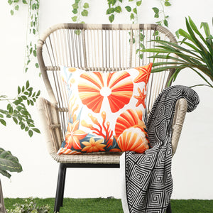 Marine-themed waterproof cushion covers with seashell and starfish designs