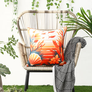 Marine-themed waterproof cushion covers with seashell and starfish designs
