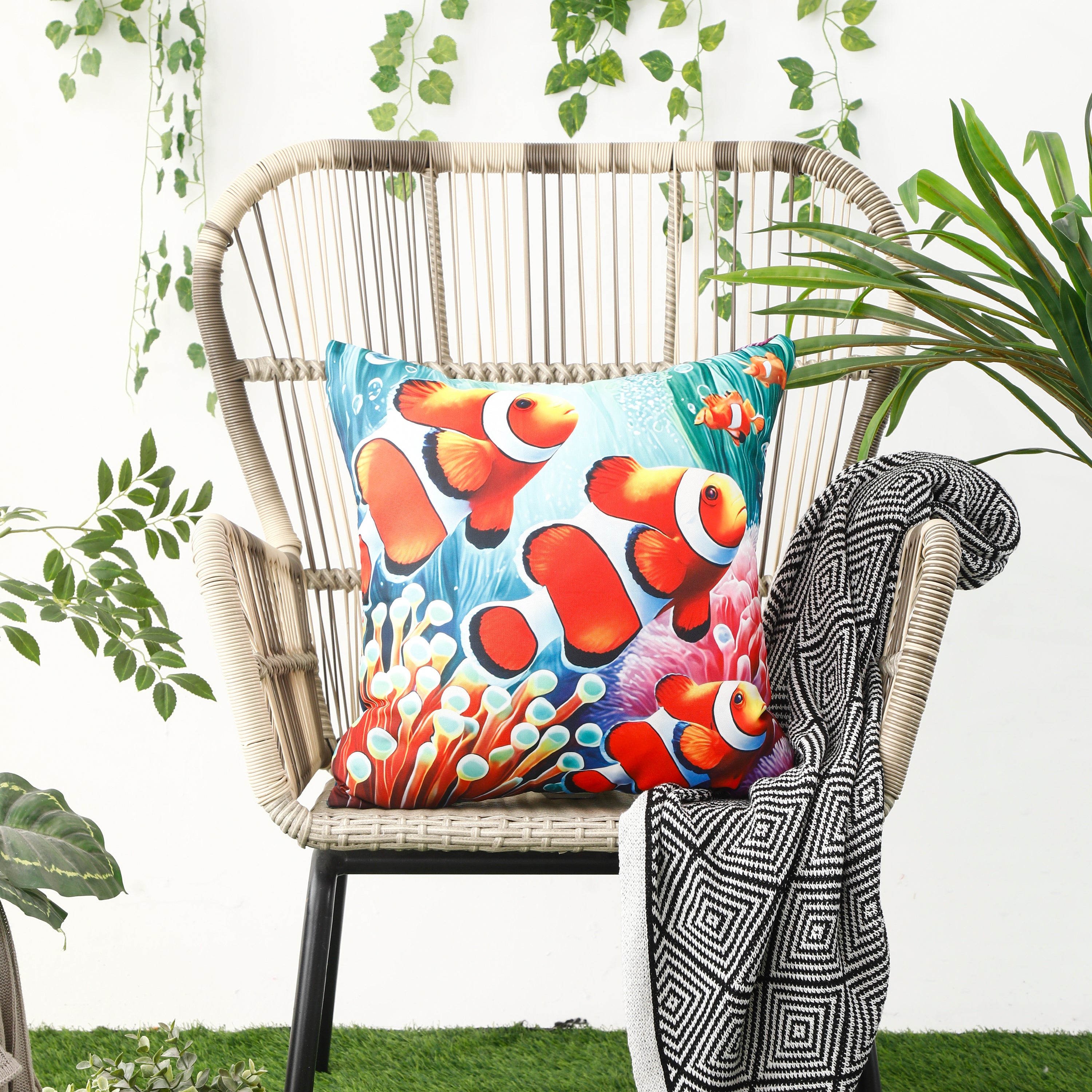 Waterproof Garden Cushion Covers - Marine-Themed Design 7 (Set of 4 - 45x45cm)