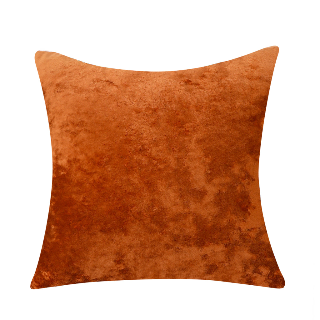 Crushed Ice Velvet Square Cushion Cover in Burnt Orange, 45x45 cm.
