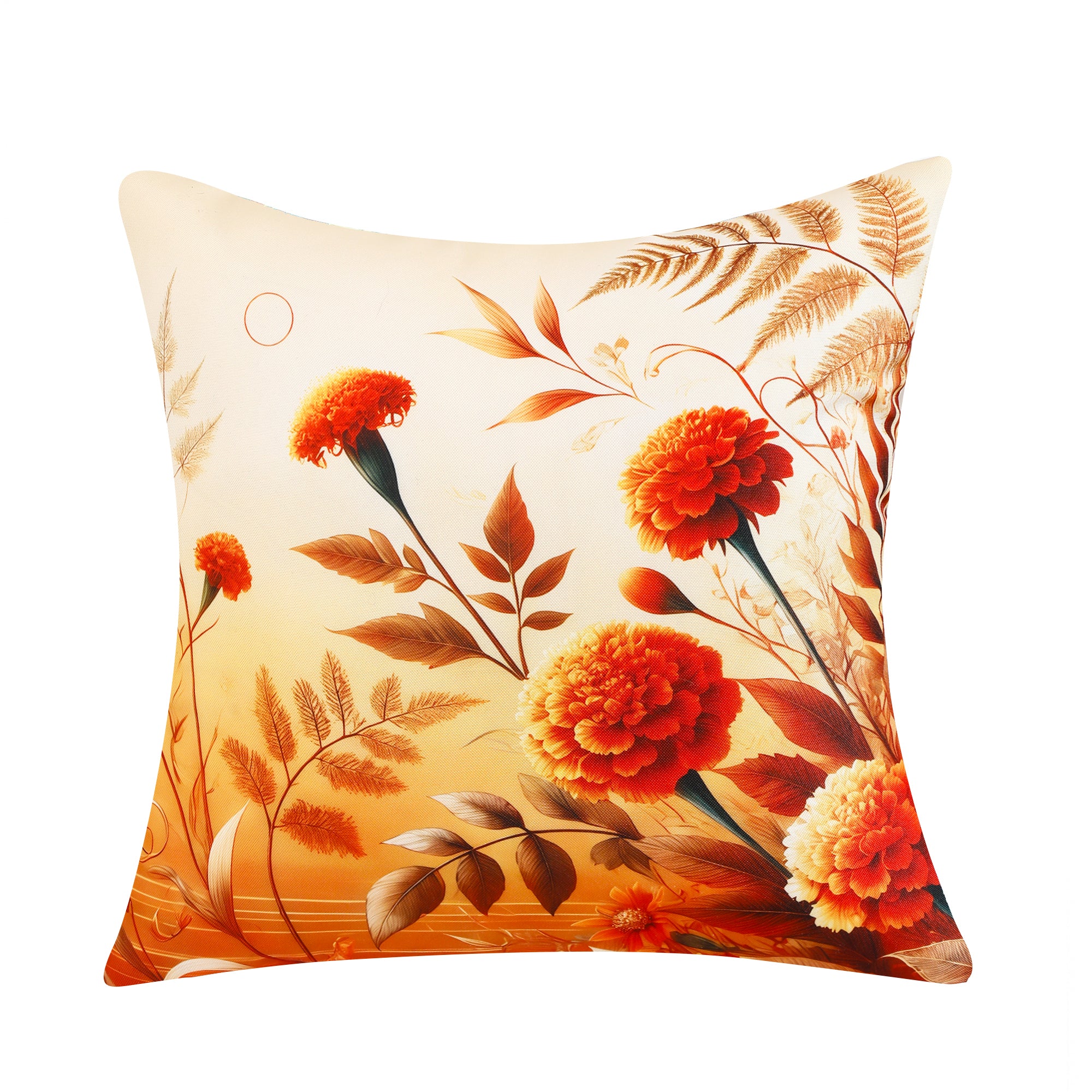 Water & Stain Resistant Floral Outdoor Cushion Cover 45x45cm Garden Décor - Design 1 (Orange)