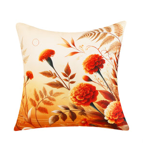 Water & Stain Resistant Floral Outdoor Cushion Cover 45x45cm Garden Décor - Design 1 (Orange)