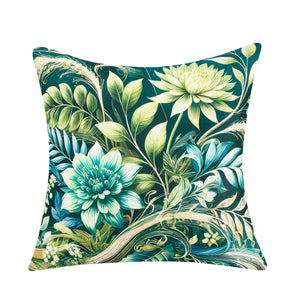 Water & Stain Resistant Floral Outdoor Cushion Cover 45x45cm Garden Décor - Design 3 (Green)