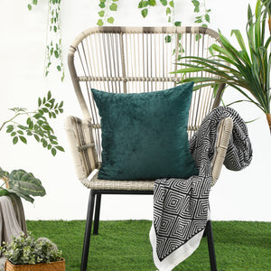 Elegant Dark Green Velvet Pillow Cover, Square Shape, 45x45 cm.