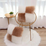 Load image into Gallery viewer, Soft plush faux fur cushion cover with colour block design on sofa
