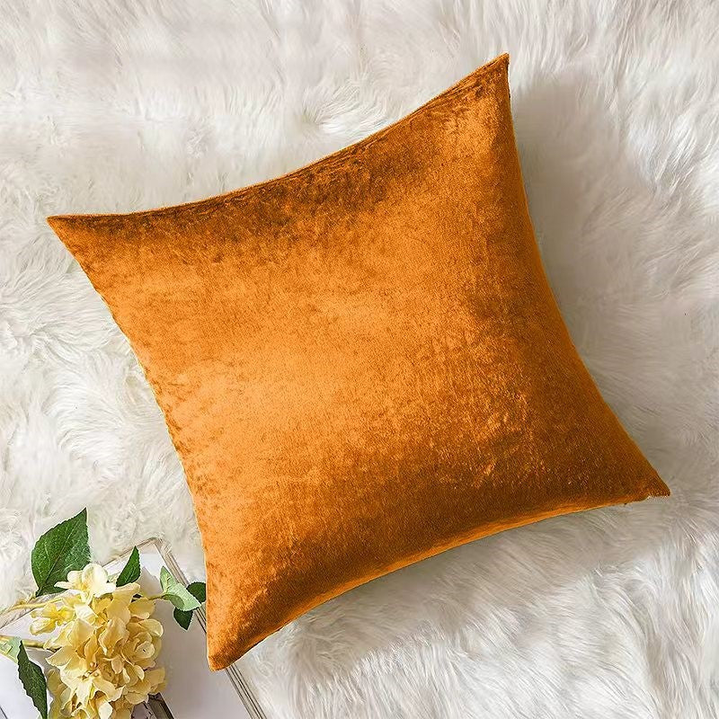 Crushed Ice Velvet Square Cushion Cover - ( Orange - 45X45CM )