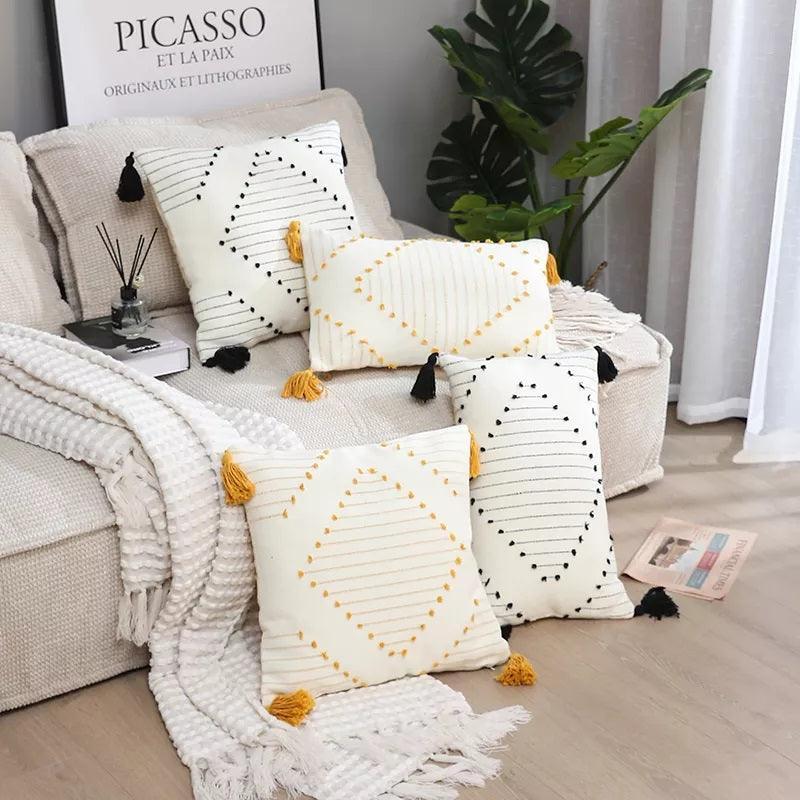 Bohemian Style Boho Tassel Cushion Cover