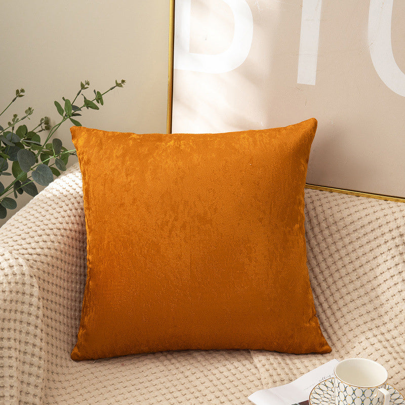 Crushed Ice Velvet Square Cushion Cover - ( Orange - 45X45CM )
