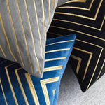 Load image into Gallery viewer, Gold Striping Embroidered Velvet Cushion Cover (18x18" - 45x45 cm)
