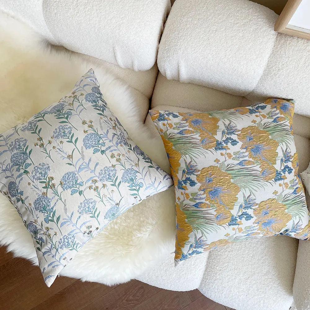 Designer Fabric Flower Pattern Cushion Covers 45cm x 45cm 18x18 Inches