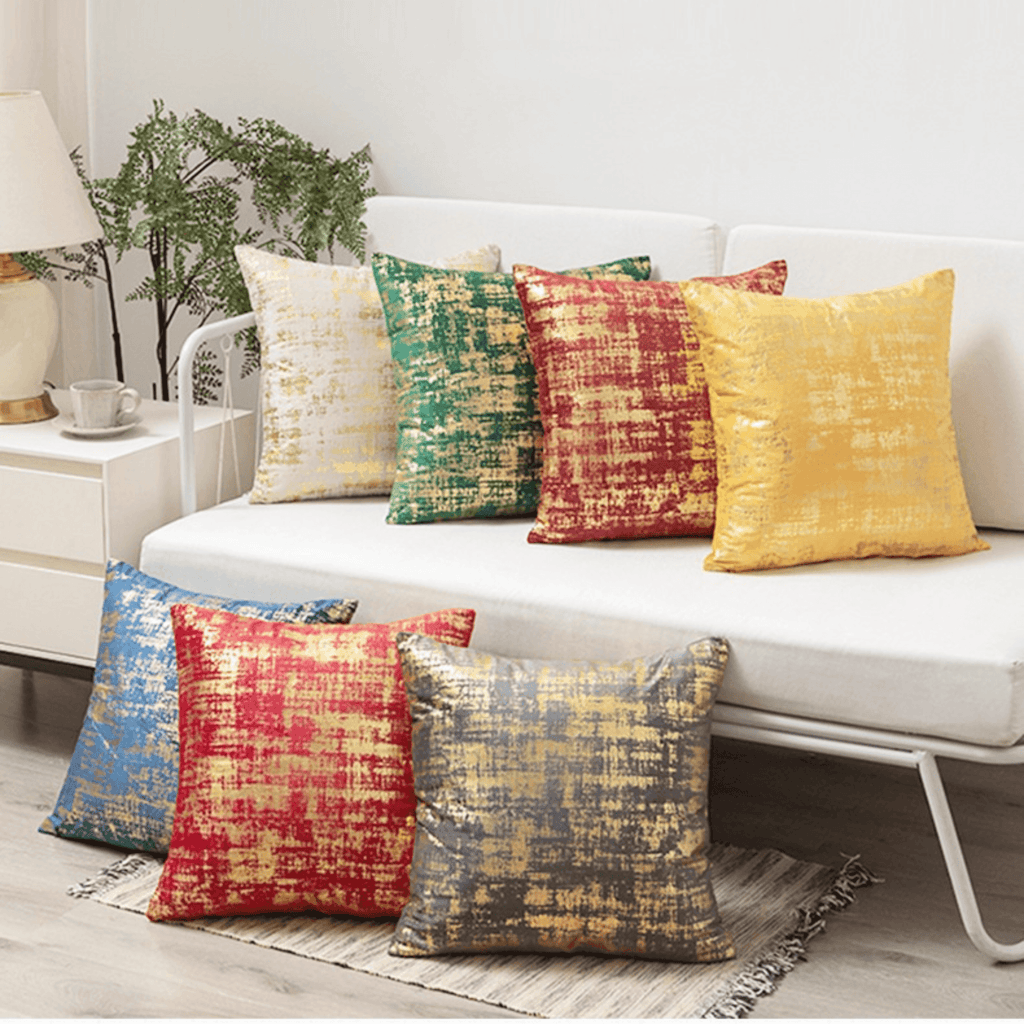 Gold stamping velvet cushion cover, size 18x18 inches (45x45 cm)