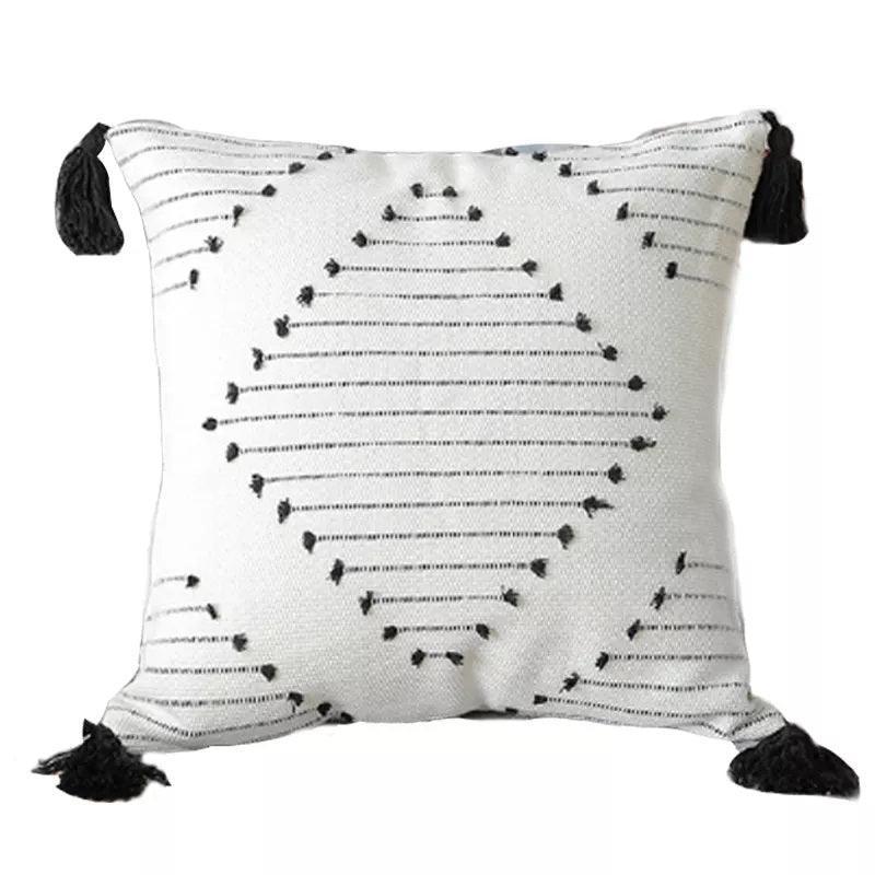 Boho Tassel Style Tufted Square Cushion Covers Home Decoration 45x45cm (18 x 18 Inches)