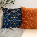 Load image into Gallery viewer, Gold Plaid Velvet Cushion Cover (18x18" - 45x45 cm)
