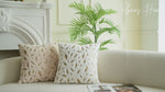 Load and play video in Gallery viewer, Luxury faux fur pillow cover featuring gold feather accents, 18x18 inches
