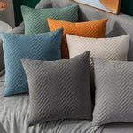 Load image into Gallery viewer, Elegant 18x18 velvet cushion cover with herringbone pattern for living room
