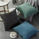 Load image into Gallery viewer, Decorative velvet pillow cover with herringbone texture, perfect for modern interiors
