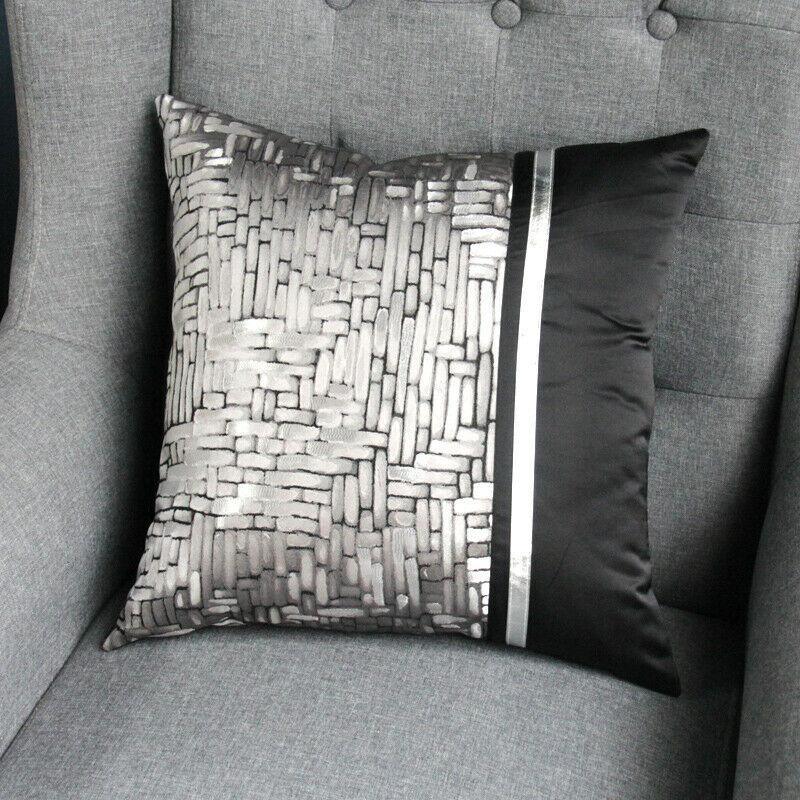 Decorative square cushion cover in soft silk with modern jacquard pattern