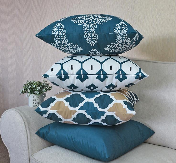 Blue waterproof cushion covers for outdoor, garden, conservatory