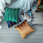 Load image into Gallery viewer, Velvet Cushion Covers With Gold Stripe 18 X 18" (45 Cm)
