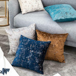 Load image into Gallery viewer, Blue Colour Velvet Cushion Cover with Plain Gold Stamping

