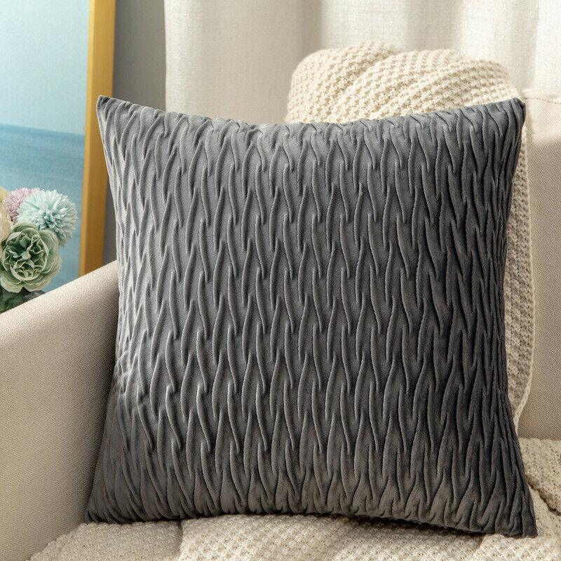 Grey Scissors pattern velvet cushion cover, available in 45x45cm, 50x50cm, and 55x55cm sizes