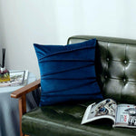 Load image into Gallery viewer, Blue velvet cushion cover with stripe design 18x18 inches (45 cm) for home decor
