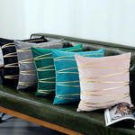 Load image into Gallery viewer, Velvet Cushion Covers With Gold Stripe 18 X 18" (45 Cm)
