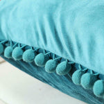 Load image into Gallery viewer, Decorative velvet cushion with pom pom border for accent chairs or beds
